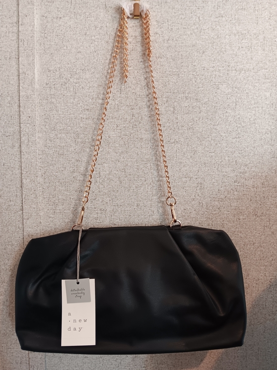 a new day Handbags - a new day Black Shoulder Clutch with Gold Chain Strap & Cross Body